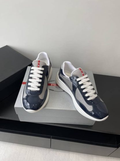 Replica Patent leather and technical fabric Prada America's Cup sneakers Royal Blue - Image 3