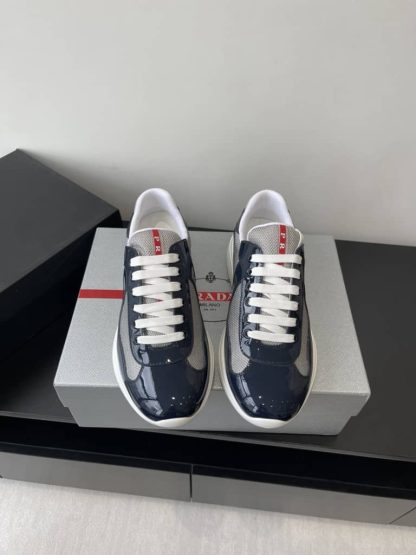 Replica Patent leather and technical fabric Prada America's Cup sneakers Royal Blue - Image 2