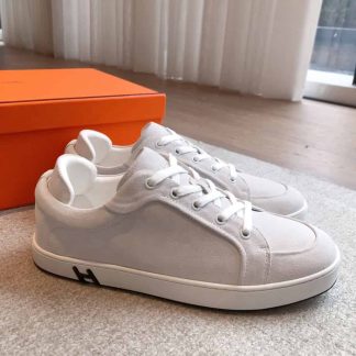Replica Hermes Kid Sneaker 2025 Men Women in grey suede