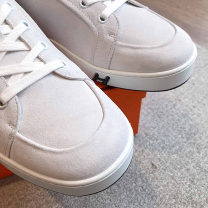 Replica Hermes Kid Sneaker 2025 Men Women in grey suede - Image 5