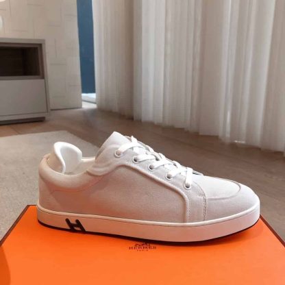 Replica Hermes Kid Sneaker 2025 Men Women in grey suede - Image 2