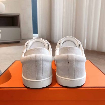 Replica Hermes Kid Sneaker 2025 Men Women in grey suede - Image 3