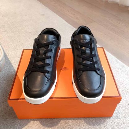 Replica Hermes Kid Sneaker 2025 Men Women in black - Image 5