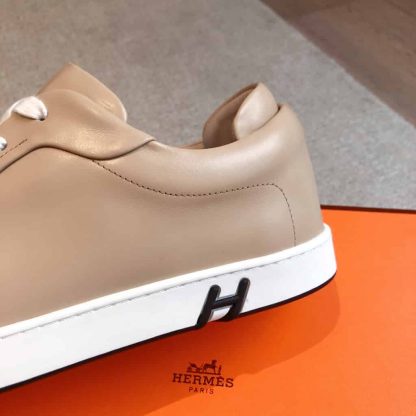 Replica Hermes Kid Sneaker 2025 Men Women in beige - Image 3