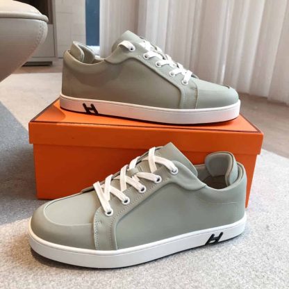 Replica Hermes Kid Sneaker 2025 Men Women in Grey - Image 7