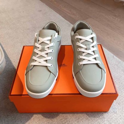 Replica Hermes Kid Sneaker 2025 Men Women in Grey - Image 6