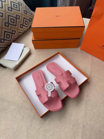 Replica Hermes Oran sandal Women in Rose - Image 12