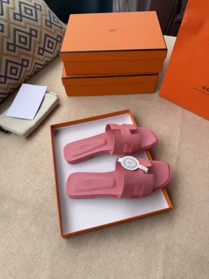 Replica Hermes Oran sandal Women in Rose - Image 6