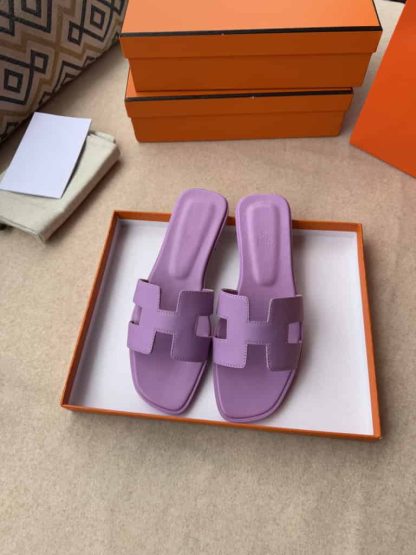 Replica Hermes Oran sandal Women in Bruyère Purple - Image 11