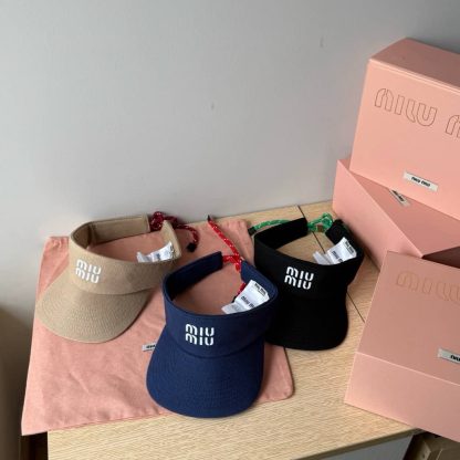 Replica Miu Miu Denim visor hat Blue - Image 4