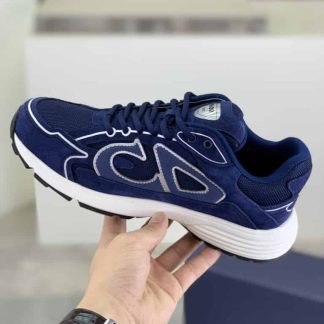 Replica Dior B30 Countdown Sneaker in Navy Blue Suede