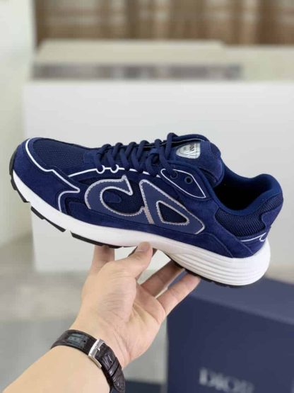 Replica Dior B30 Countdown Sneaker in Navy Blue Suede