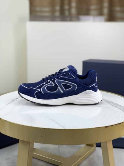 Replica Dior B30 Countdown Sneaker in Navy Blue Suede - Image 2