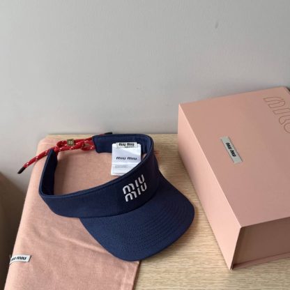 Replica Miu Miu Denim visor hat Blue - Image 6
