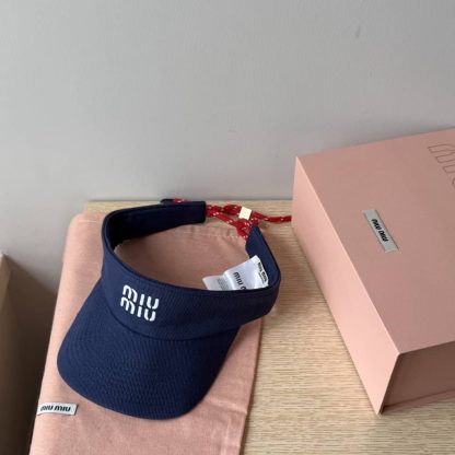 Replica Miu Miu Denim visor hat Blue - Image 5