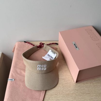 Replica Miu Miu Denim visor hat beige - Image 2