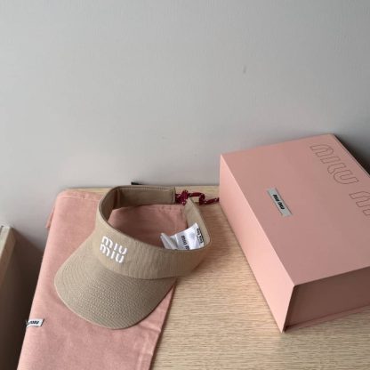 Replica Miu Miu Denim visor hat beige - Image 5