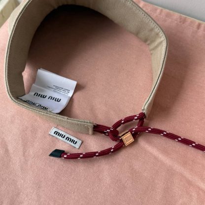 Replica Miu Miu Denim visor hat beige - Image 3