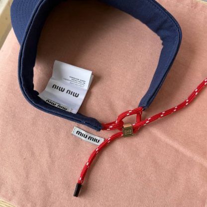 Replica Miu Miu Denim visor hat Blue - Image 7