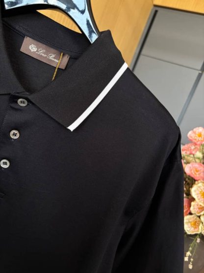 Replica Loro Piana Men's The Gift of Kings® Polo Shirt in Black - Image 4