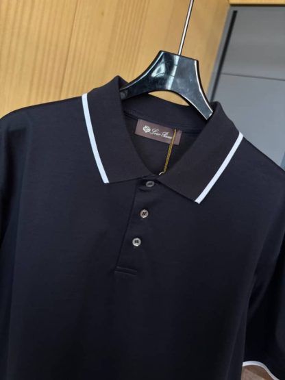 Replica Loro Piana Men's The Gift of Kings® Polo Shirt in Black - Image 3