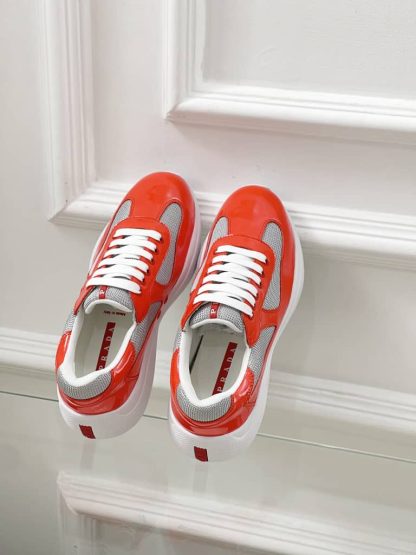 Replica Patent leather and technical fabric Prada America's Cup sneakers Copper - Image 4