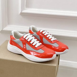 Replica Patent leather and technical fabric Prada America's Cup sneakers Copper