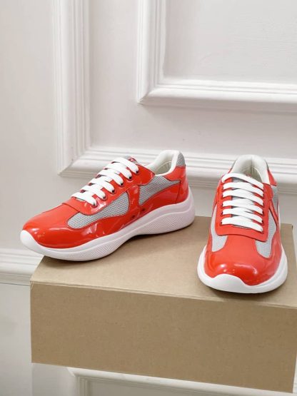 Replica Patent leather and technical fabric Prada America's Cup sneakers Copper - Image 7