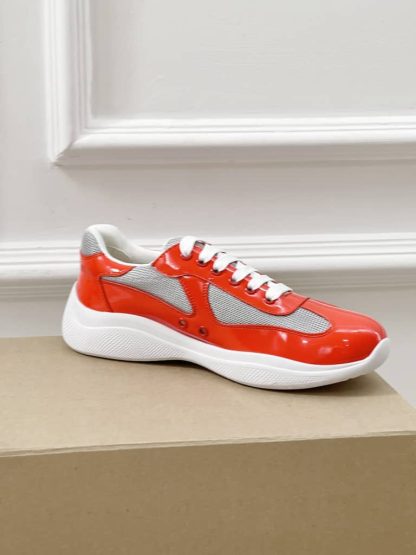 Replica Patent leather and technical fabric Prada America's Cup sneakers Copper - Image 5