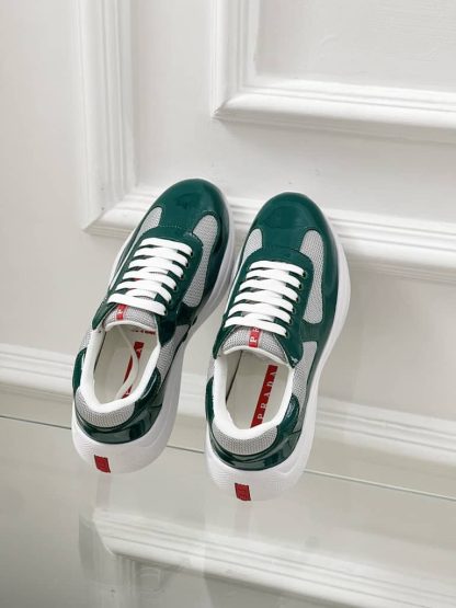 Replica Patent leather and technical fabric Prada America's Cup sneakers Lagoon Blue - Image 2