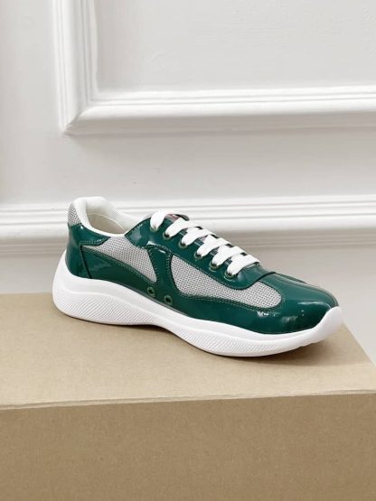 Replica Patent leather and technical fabric Prada America's Cup sneakers Lagoon Blue - Image 5