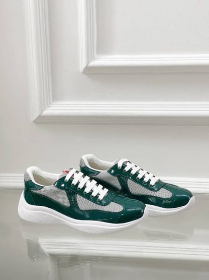 Replica Patent leather and technical fabric Prada America's Cup sneakers Lagoon Blue - Image 8