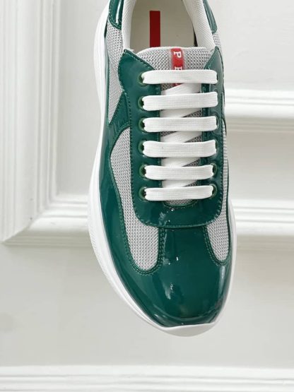 Replica Patent leather and technical fabric Prada America's Cup sneakers Lagoon Blue - Image 4