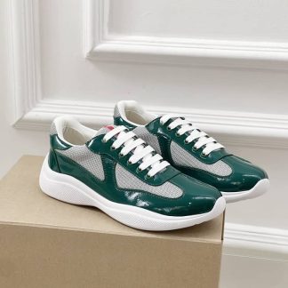 Replica Patent leather and technical fabric Prada America's Cup sneakers Lagoon Blue