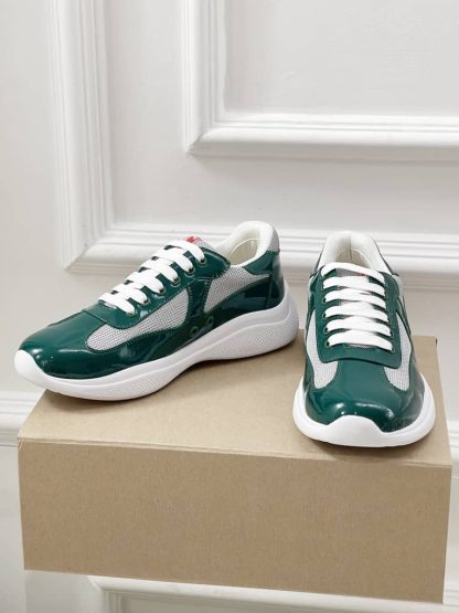 Replica Patent leather and technical fabric Prada America's Cup sneakers Lagoon Blue - Image 6