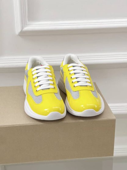 Replica Patent leather and technical fabric Prada America's Cup sneakers Sunny Yellow - Image 9
