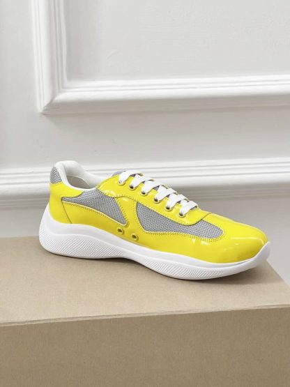 Replica Patent leather and technical fabric Prada America's Cup sneakers Sunny Yellow - Image 4