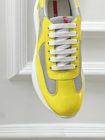 Replica Patent leather and technical fabric Prada America's Cup sneakers Sunny Yellow - Image 3