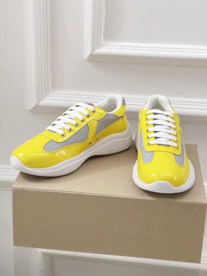 Replica Patent leather and technical fabric Prada America's Cup sneakers Sunny Yellow - Image 6