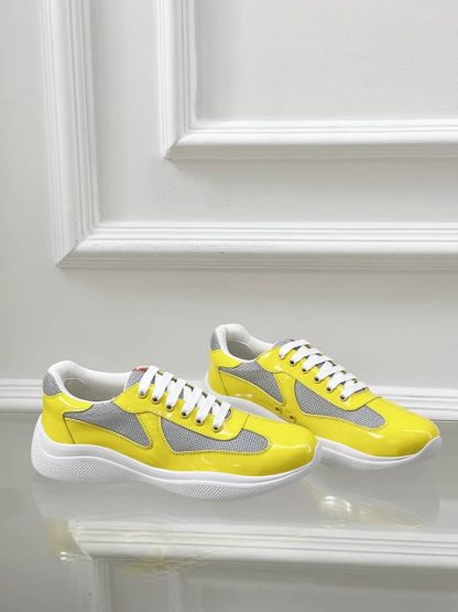 Replica Patent leather and technical fabric Prada America's Cup sneakers Sunny Yellow - Image 7