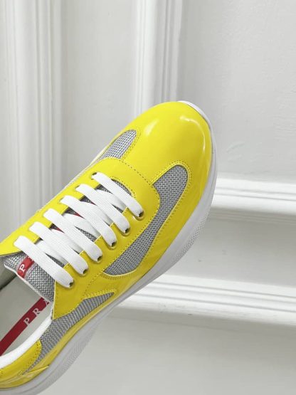 Replica Patent leather and technical fabric Prada America's Cup sneakers Sunny Yellow - Image 5