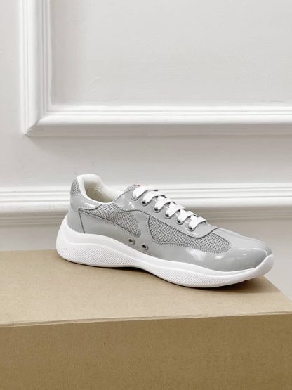 Replica Patent leather and technical fabric Prada America's Cup sneakers Pearl - Image 6
