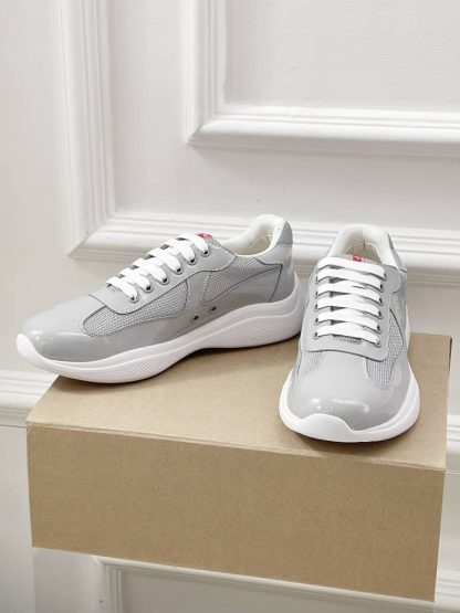 Replica Patent leather and technical fabric Prada America's Cup sneakers Pearl - Image 8