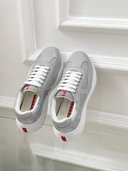 Replica Patent leather and technical fabric Prada America's Cup sneakers Pearl - Image 4