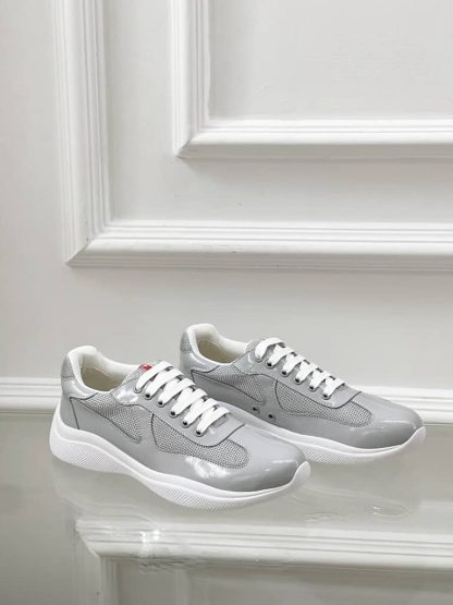 Replica Patent leather and technical fabric Prada America's Cup sneakers Pearl - Image 3
