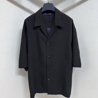 Replica Louis Vuitton Mini Monogram Silk-Cotton Blend Short-Sleeved Shirt 1AHCOU