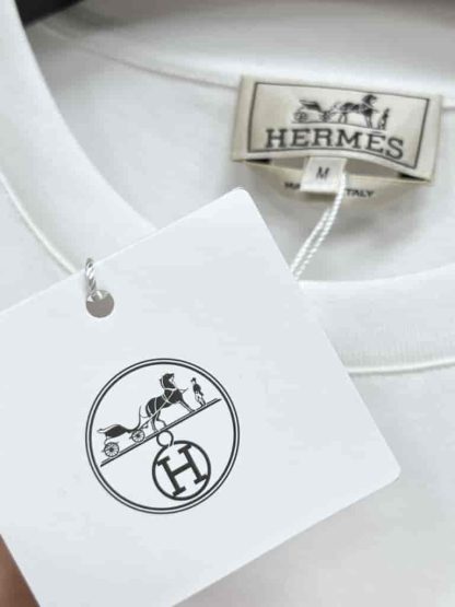 Replica Hermes "H Puzzle" t-shirt with leather detail White - Image 7