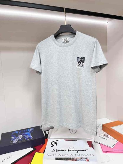Replica Hermes "H Puzzle" t-shirt with leather detail Gray - Image 3