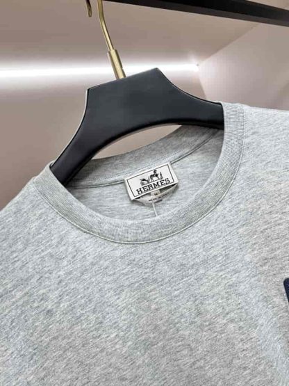 Replica Hermes "H Puzzle" t-shirt with leather detail Gray - Image 7