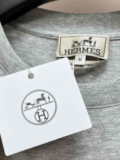 Replica Hermes "H Puzzle" t-shirt with leather detail Gray - Image 6